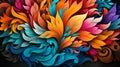 Unique geometric damask design with a modern twist, featuring flat texture, bright colors, and detailed patterns