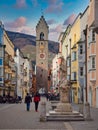 The unique Gothic-Baroque architecture of the buildings of Vipiteno, Italy