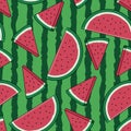 Unique Green and Fresh Watermelon Irregular Seamless Pattern. Royalty Free Stock Photo