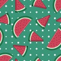 Unique Green and Fresh Watermelon Irregular Seamless Pattern.