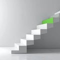 Unique Green Step on a White Staircase of Progress Royalty Free Stock Photo