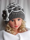 Unique hand knitted ladies hat.