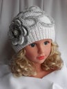 Unique hand knitted ladies hat.