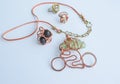 Unique handmade jewelry made of copper wire and colourful stones