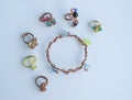 Unique handmade jewelry made of copper wire and colourful stones
