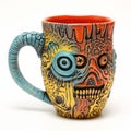 Unique Handmade Skull Design Coffee Mug By Todd Nauck