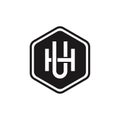 Letter UH or HU Badge Logo