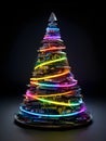 Creative Christmas tree made of electronic circuit boards and colorful LED lights Royalty Free Stock Photo