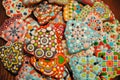 Unique Homemade Colorful Christmas cookies collection , Gingerbread in the shape of bell