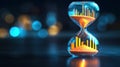 Hourglass with Colorful Sand and Graphs, Symbolizing Time and Data Royalty Free Stock Photo