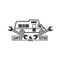 Unique icon for camper repair Royalty Free Stock Photo