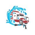 Unique icon of truck wash service