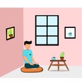 The illustration of man relaxing in the house. relaxing from home