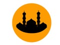 The illustration of mosque logos. mosque logo isolated on yellow background