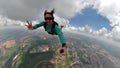 Unique images of a parachutist making selfie.