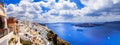 Unique impressive Santorini, view with volcano. Greece Royalty Free Stock Photo