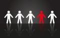 Unique individual standing out from the crowd. Vector illustration of people icons, one in red Royalty Free Stock Photo