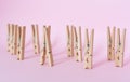 Unique, individuality, outstanding,leadership and think different concept. One wooden clip difference from other Royalty Free Stock Photo