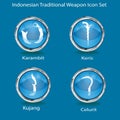 Unique Indonesian Traditional Weapon Icon Set Royalty Free Stock Photo