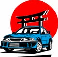 Unique Japanese Cars Logo Mitsubishi Lancer EVO JDM Royalty Free Stock Photo