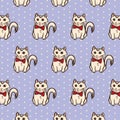 Unique Kitty Cat Surface Pattern. Isolated Illustration Vector Background.