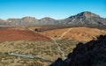 Unique landscape of Teide National Park and view of Teide Volcano peak. Tenerife Island