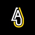 Unique Letter AU icon line logo design template vector, on black background