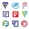 Unique letter F creative logo set vector