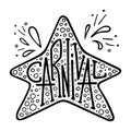 Unique lettering with doodles in honor of a carnival.
