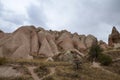 Unique limestone pyramids with rock formations in Cappadocia, Goreme, Turkey