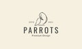 Unique line art parrot bird logo vector icon symbol graphic design illustration