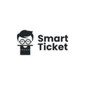 Unique logo combination of smiling people and tickets