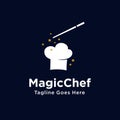 Unique Magic Chef logo with chef hat and wand concept design. restaurant, food master emblem symbol icon Royalty Free Stock Photo