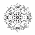 Unique Mandala Coloring Page With Refined Technique And Symmetrical Design