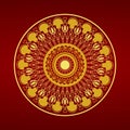 Unique mandala design on a dark red background