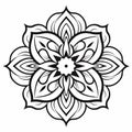 Unique Mandala Flower Coloring Page With Bold Black And White Inlay Pattern