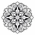 Unique Mandala Flower Ornament On White Background - Coloring Page