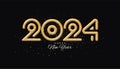 Unique and Modern Design Happy New Year Number 2024. Luxury gold numbers in the elegant black background. Design for New Year Royalty Free Stock Photo