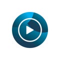 Blue cirlce play button media logo design