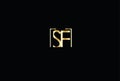 Unique modern SF nitial black and gold color letter