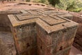 Unique monolithic rock-hewn Church of St. George, UNESCO World heritage, Lalibela, Ethiopia.