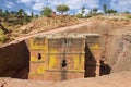 Unique monolithic rock-hewn Church of St. George, UNESCO World heritage, Lalibela, Ethiopia. Royalty Free Stock Photo