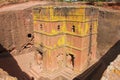 Unique monolithic rock-hewn Church of St. George, UNESCO World heritage, Lalibela, Ethiopia. Royalty Free Stock Photo