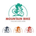 Unique Mountain Bike Illustration Logo Royalty Free Stock Photo