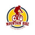 Unique Mountain Bike Illustration Logo Royalty Free Stock Photo