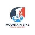 Unique Mountain Bike Illustration Logo Royalty Free Stock Photo