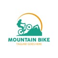 Unique Mountain Bike Illustration Logo Royalty Free Stock Photo
