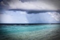 Rain cloud over the Indian Ocean in the Maldives Royalty Free Stock Photo