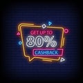 Cashback Neon Signs Style Text Vector Royalty Free Stock Photo