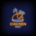 Chicken Meat Neon Signs Style Text Vector Royalty Free Stock Photo